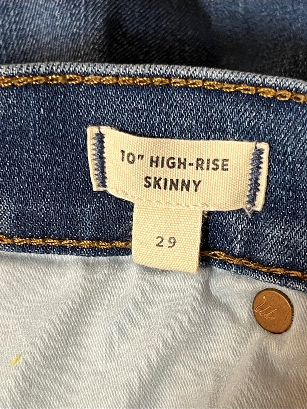 Madewell 10” High-Rise Skinny Jeans Size 29 Medium Wash Stretch Denim NWOT - Picture 9 of 9